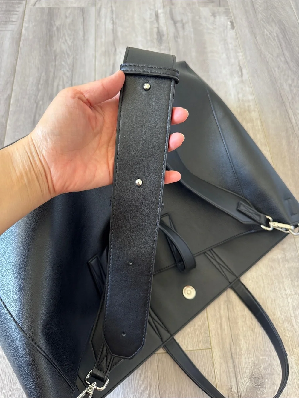 CALPAK Haven 16” Laptop Tote Black Vegan Leather Work Travel Bag